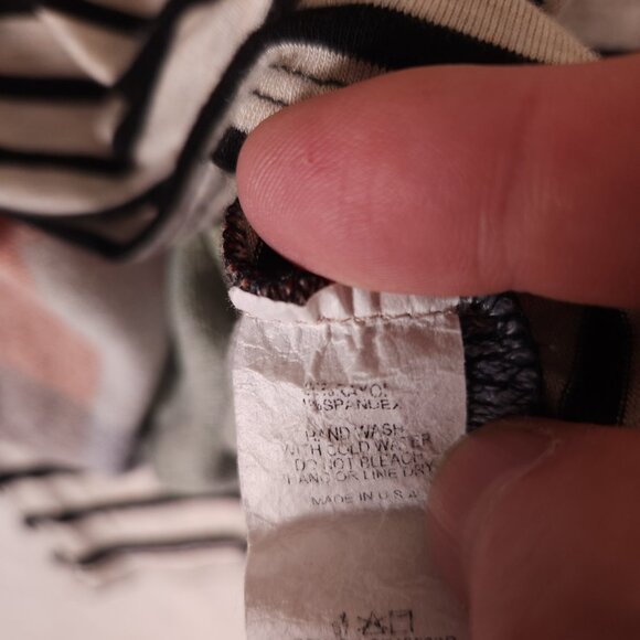 Celeste Multi Pattern Hoodie Womens Medium Check Striped Drawstring USA FLAW - Picture 8 of 16